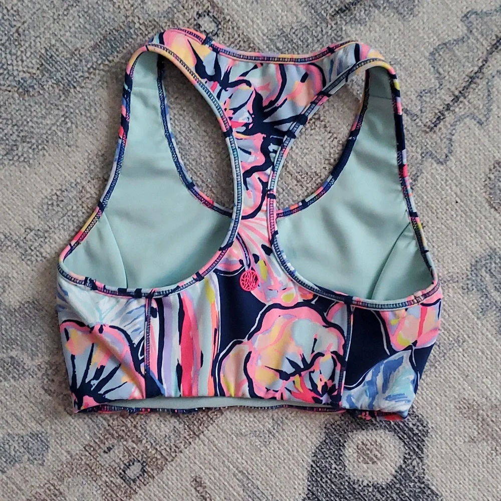 Lilly Pulitzer Luxletic Sports Bra Pink Blue Shell SzXXS.